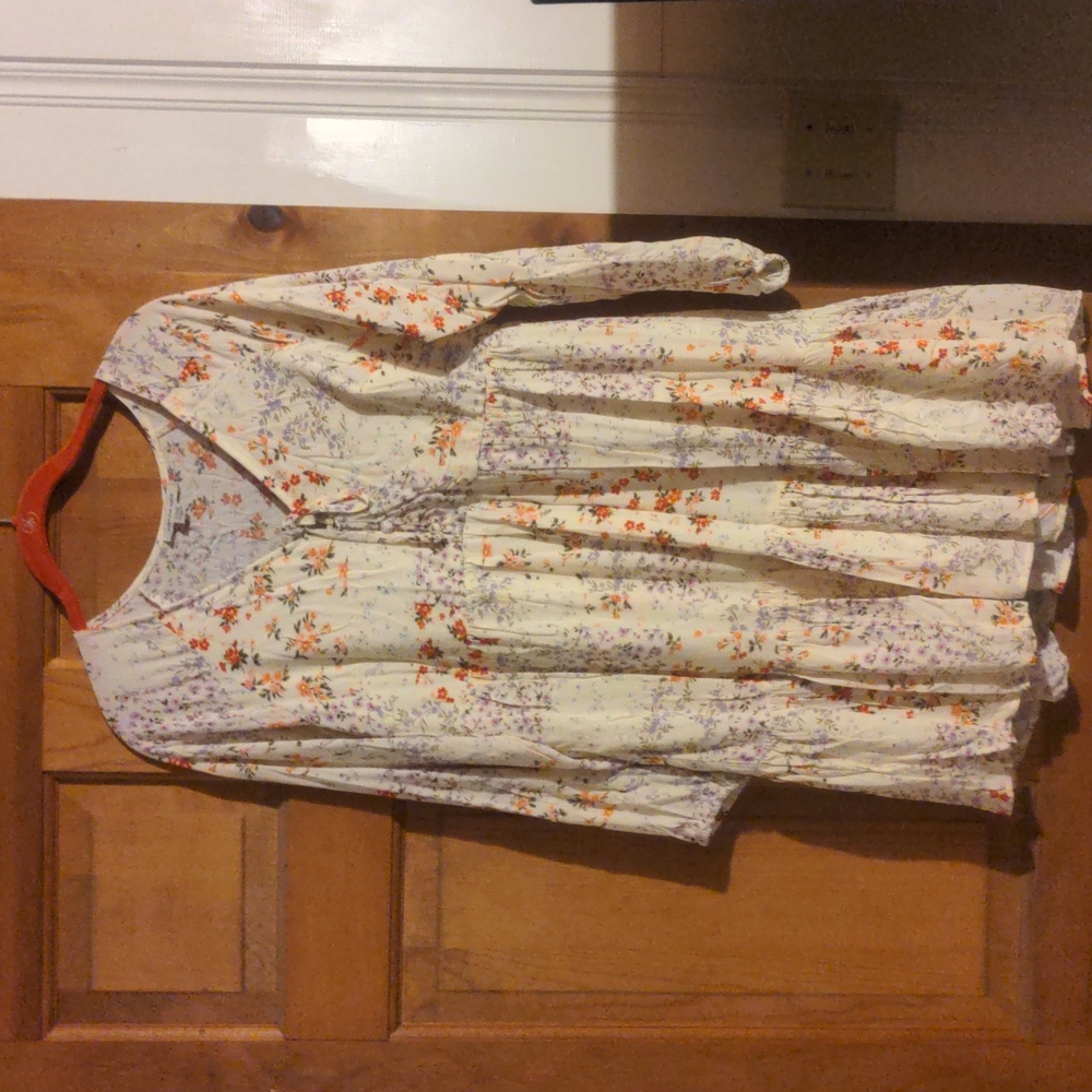 Cream Floral Baby Doll Dress